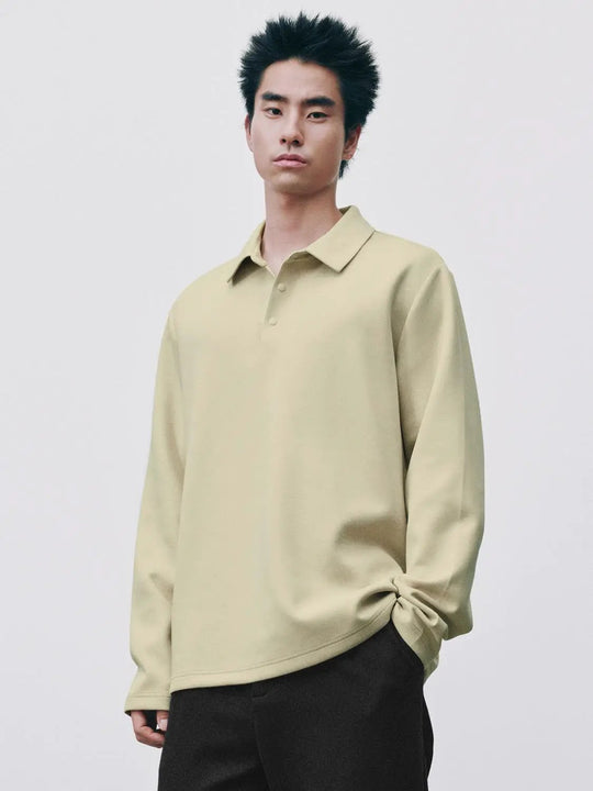 Camicia classica a maniche lunghe con colletto polo