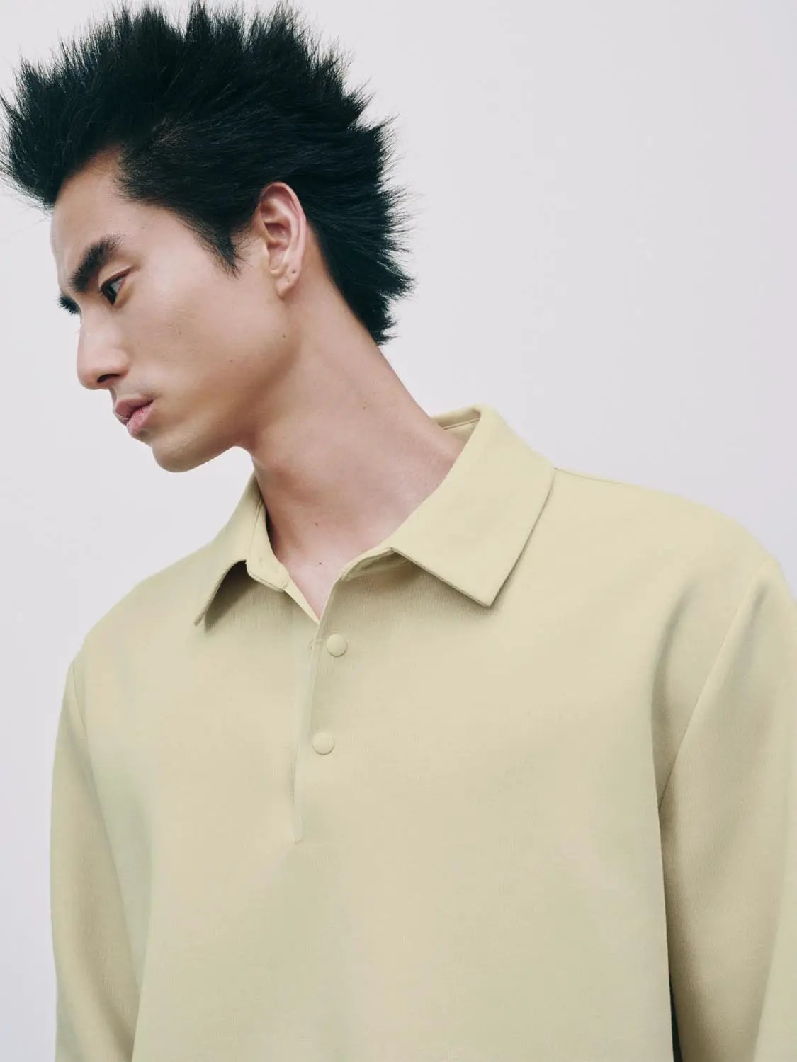Polo shirt by Urban Revivo Fashion in pale yellow with collar and button placket