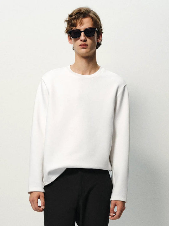 T-shirt oversize in misto cotone a maniche lunghe e girocollo