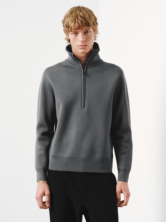 Half Zip Long Sleeve Knitted T-Shirts