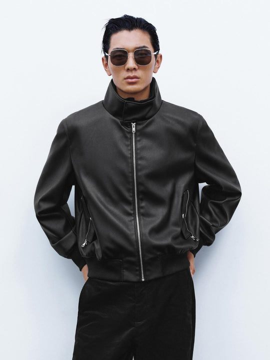 Chaquetas con cuello de PU Stand