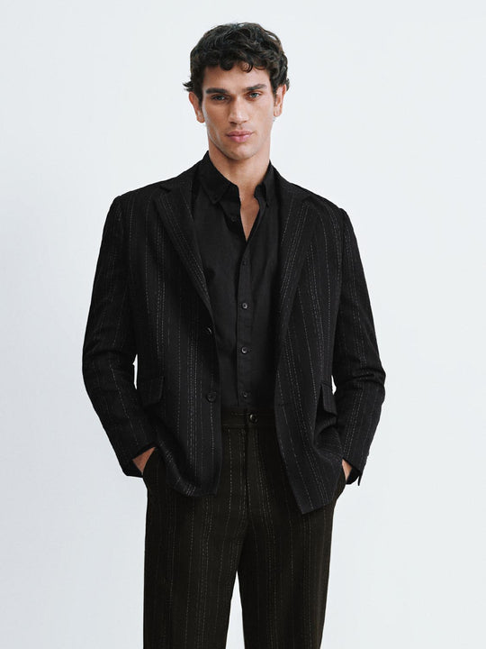 Blazers ajustés à fines rayures