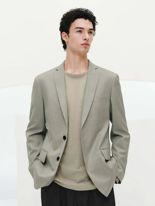 Textured Solid Color Notch Lapel Long Sleeve Blazer