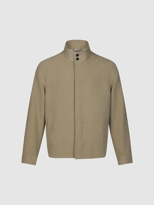 Textured Stand Collar Long Sleeve Jacket
