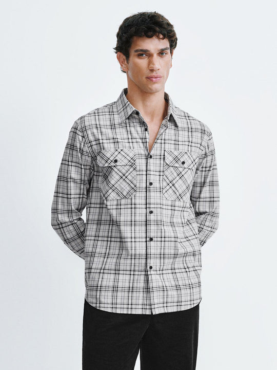 Camisas a cuadros con bolsillo de solapa