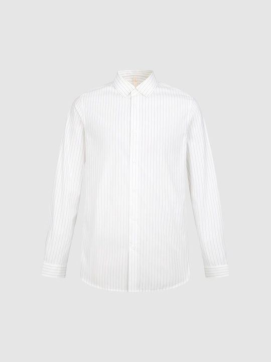 Striped Shirt Collar Long Sleeve Cotton Shirt
