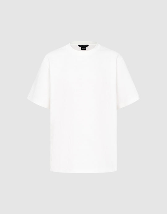 Camiseta de cuello redondo y manga corta con hombros caídos