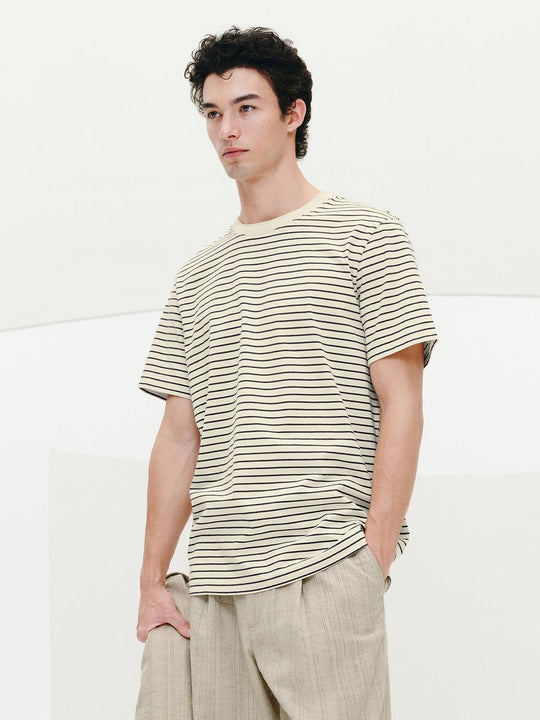 Crew Neck Contrast Striped T-Shirts