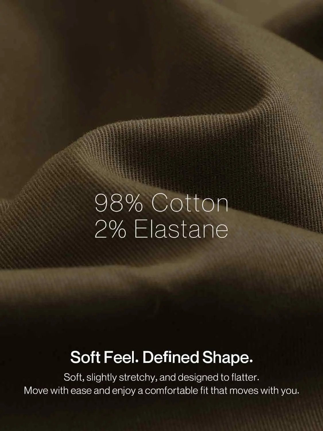 Straight-Leg Pants in brown; 98% cotton, 2% elastane; soft feel.