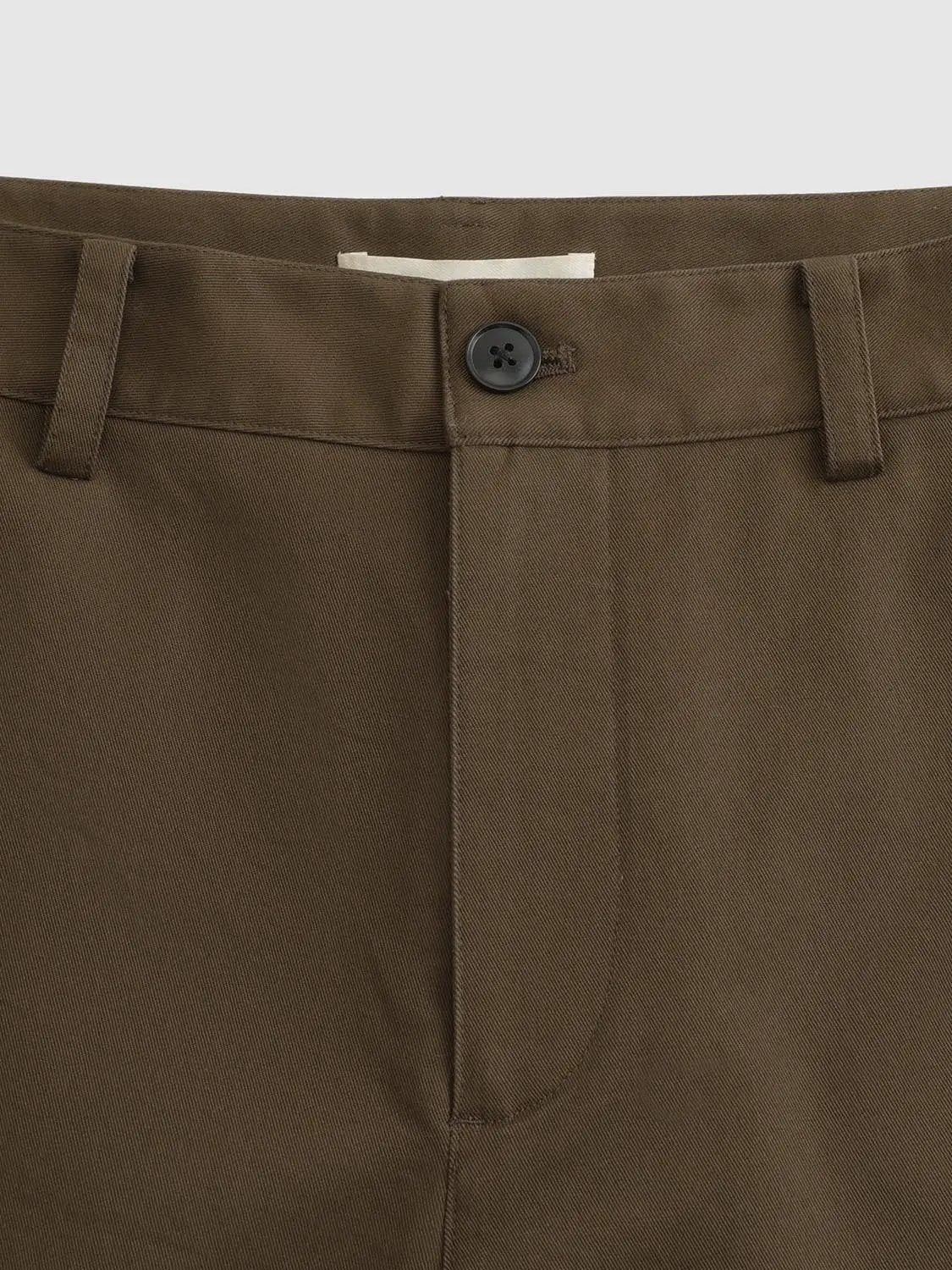 Straight-leg pants by Urban Revivo in brown khaki with belt loops and button closure.