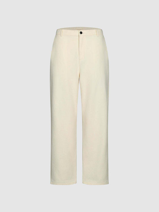 Elegante maßgeschneiderte Hose mit weitem Bein aus Baumwoll-Leinen-Mischgewebe