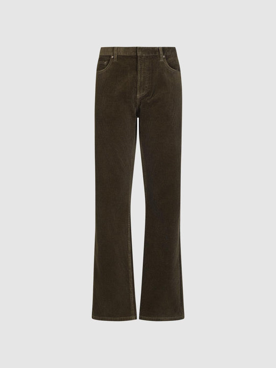 Ribbed Straight Regular Mid-rise Cotton Pants