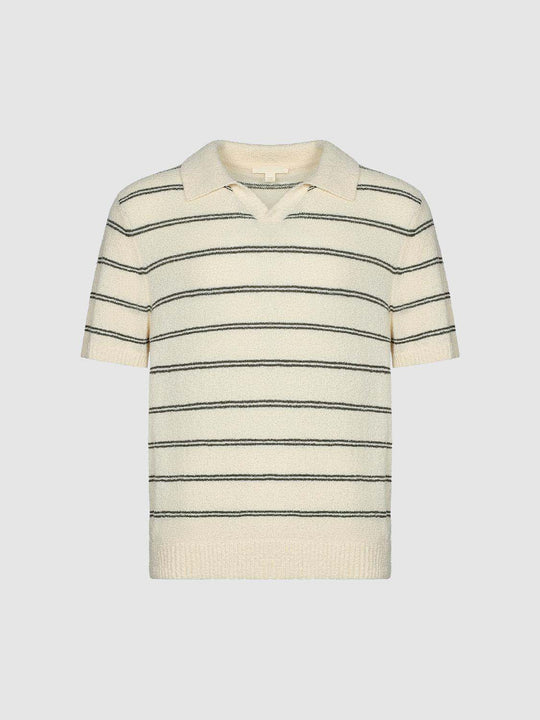 Polo de punto de algodón a rayas y manga corta