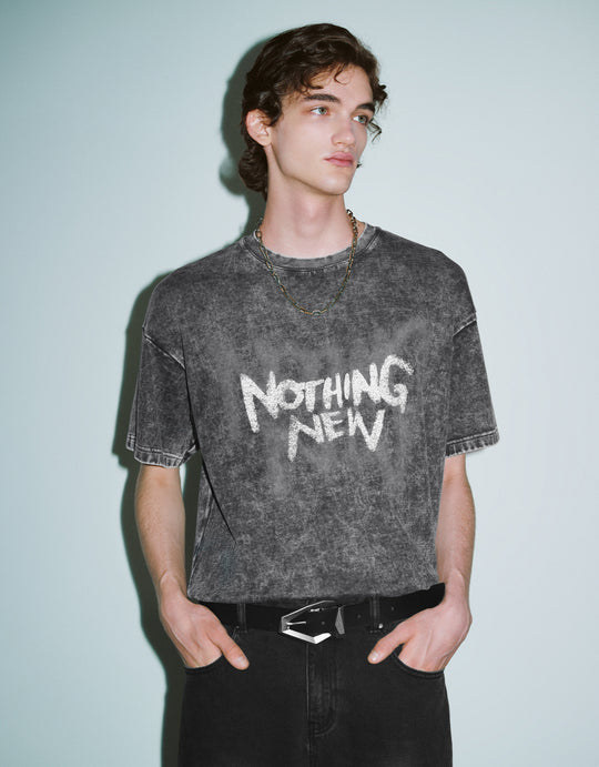 Lockeres T-Shirt mit Rundhalsausschnitt und Aufdruck