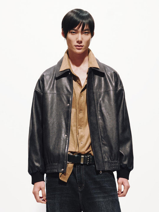 Faux Leather Bomber Jackets
