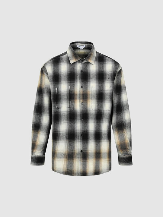 Loose Fit Ripped Check Shirts