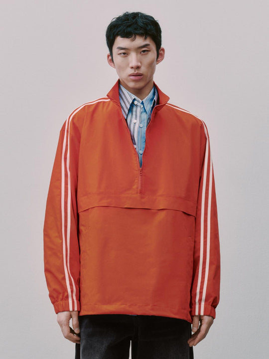 Side-Stripe Mock Neck Half Zip Overhead Sweatshirts