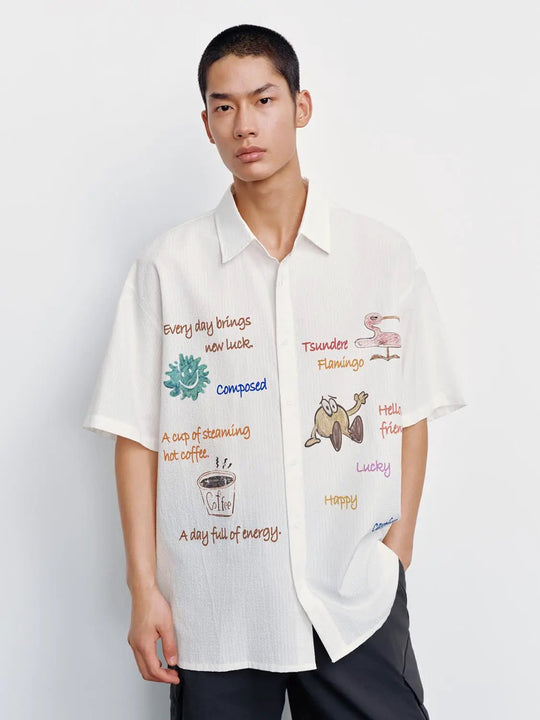 Printed Short Sleeve Shirts Lightweight Casual Tops For Men