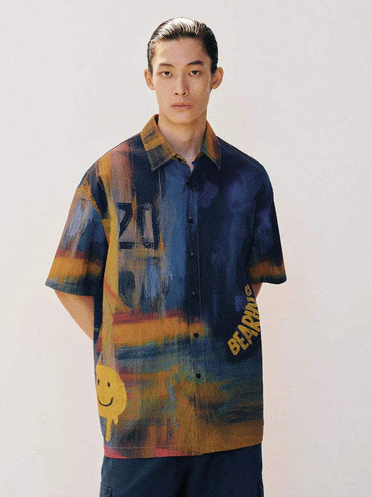 Painterly Print Medium-Stretch Shirt