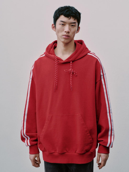 Side Striped Drawstring Hooded Sweatshirts