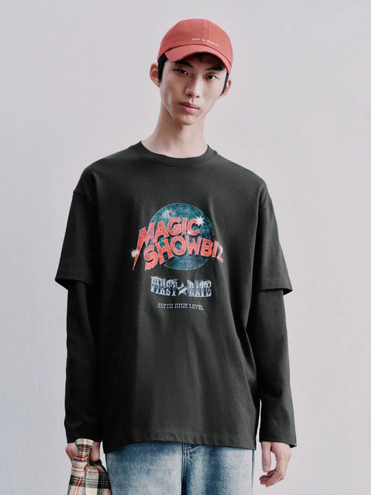 T-shirt oversize in cotone a maniche corte con stampa grafica