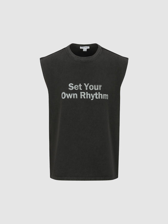 Printed Crew Neck Tank Tops