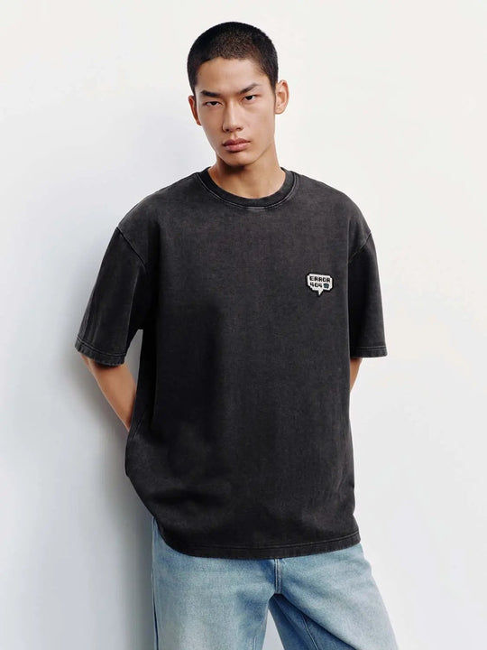 Graphic Patch Oversized Cotton Blend T-shirt