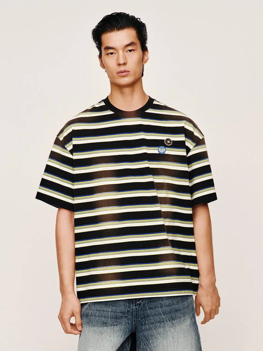 Textured Striped Knit T-Shirts