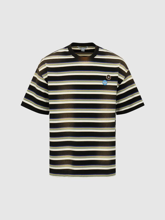 Textured Striped Knit Short-Sleeve T-Shirts