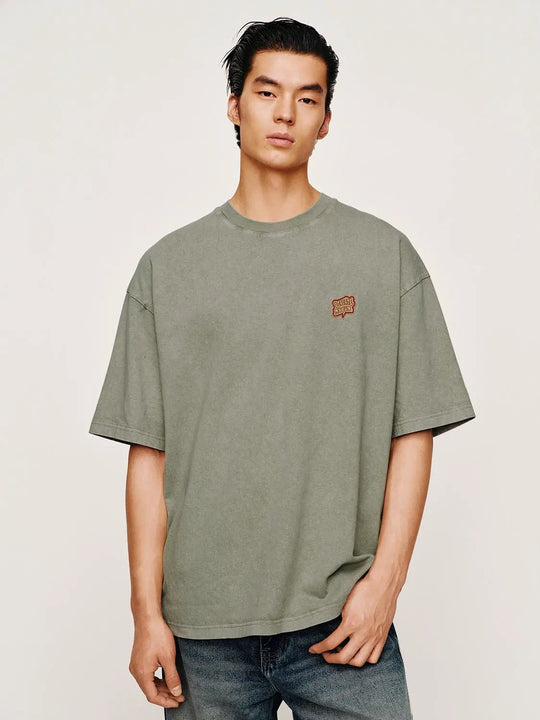 Contrast Hem Crew Neck T-Shirts