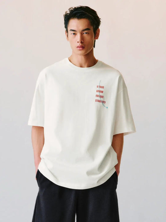 Text Print Crew Neck Short Sleeve Cotton T-shirt