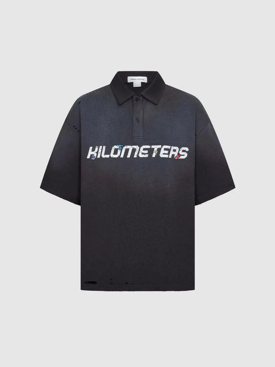 Cotton Logo Text Graphic Across Chest  Polo Shirt