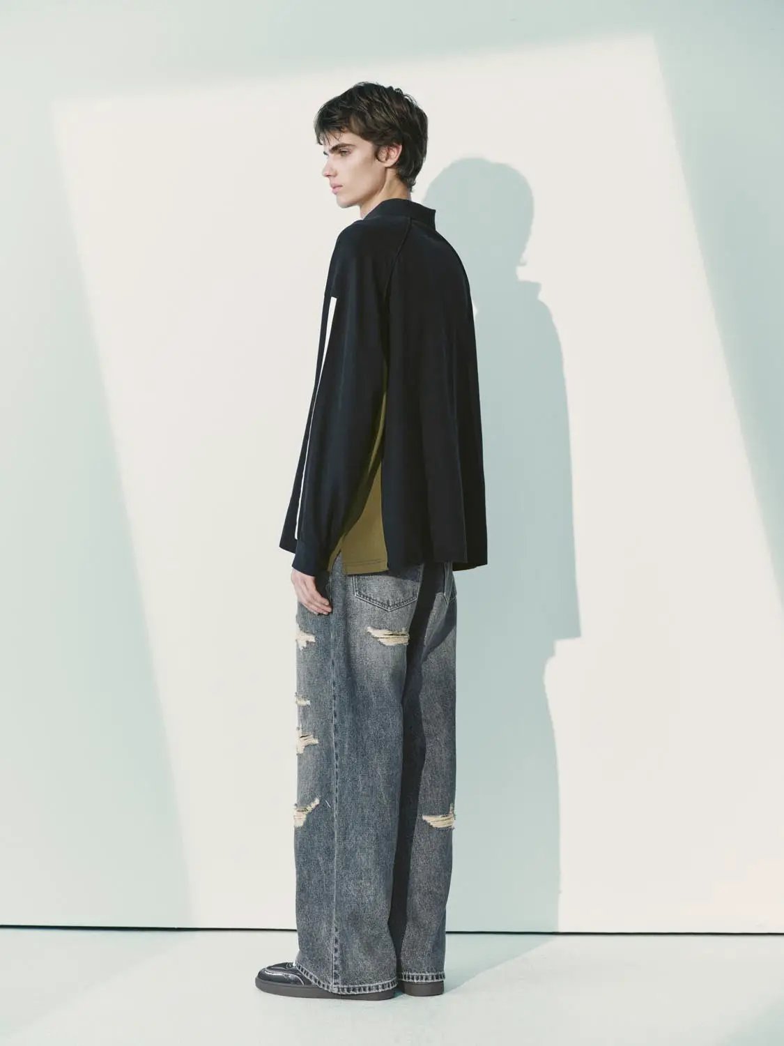 Polo Shirt by Urban Revivo Fashion, black long-sleeve polo.