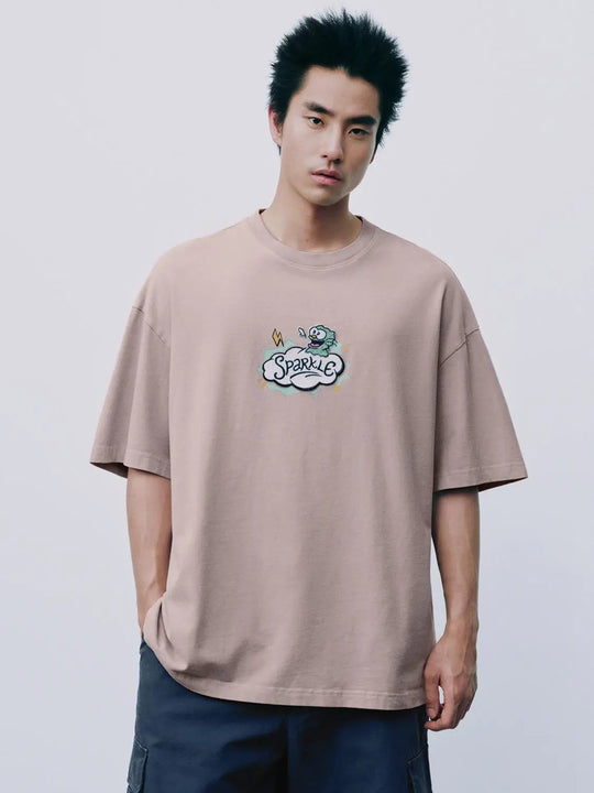 Oversized Sparkle Graphic Print Cotton T-shirt