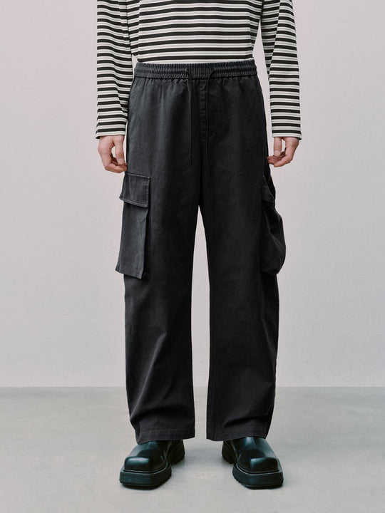 Drawstring Pull On Flap Pocket Cargo Pants