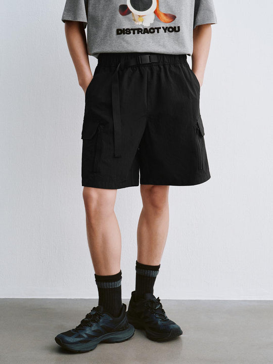 Buckled Flap Pocket Cargo Shorts