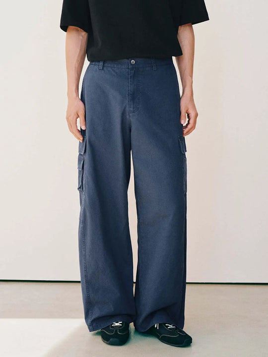 Wide-leg Cargo Cotton Side Pocket Pants