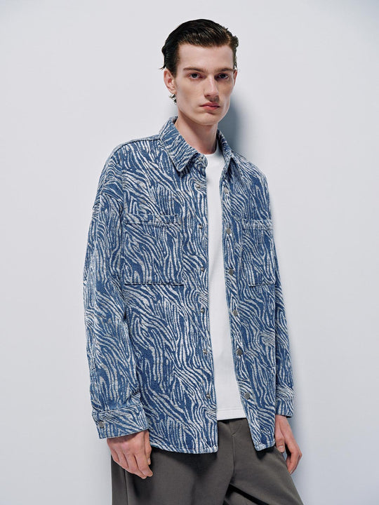 Zebra Print Loose Denim Shirts