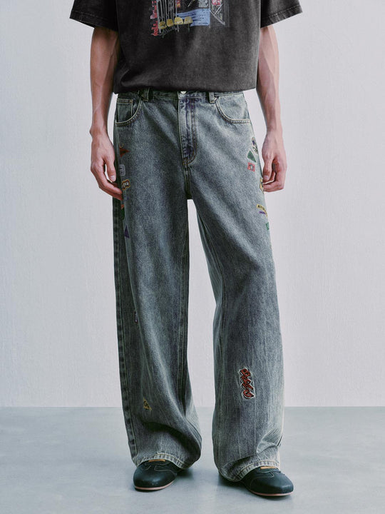 Embroidered Straight Leg Jeans
