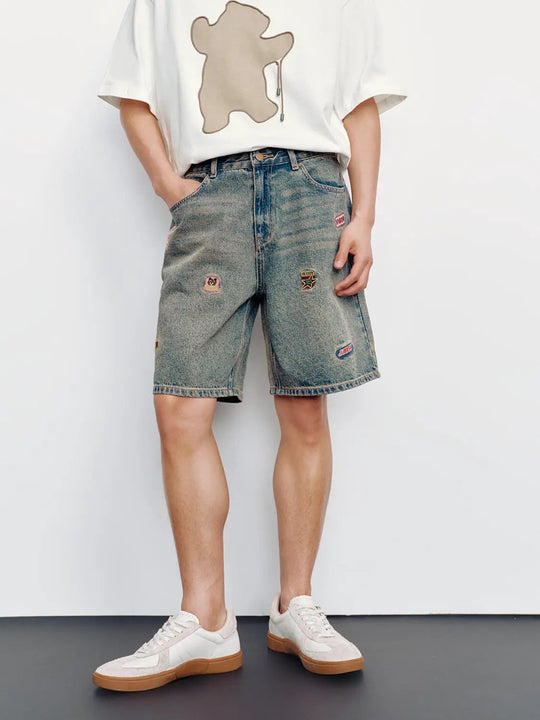 100% Cotton Patchwork Embroidered Shorts