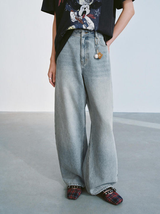 Washed Barrel Leg Jeans