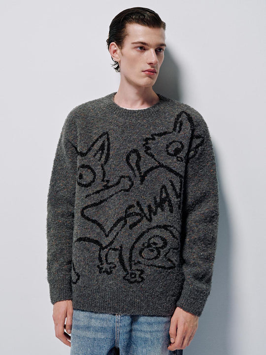 Intarsia Long Sleeve Knitted T-Shirts