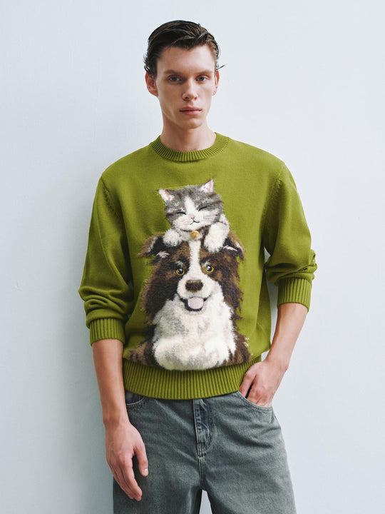 Intarsia Long Sleeve Knitted T-Shirts