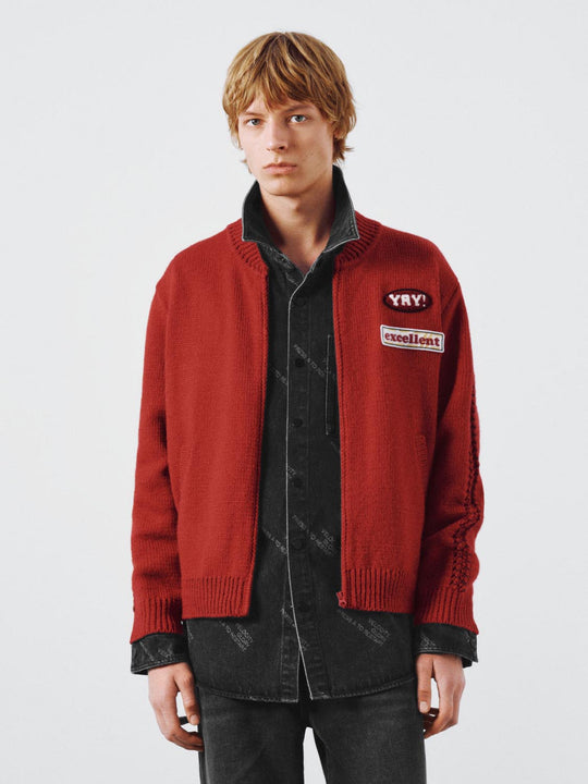 Embroidered Contrast Knitted Cardigans