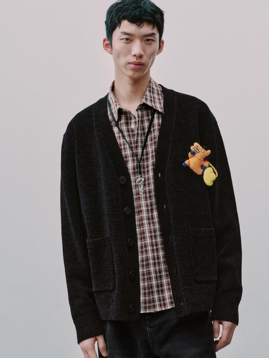 V-Neck Embellished Knitted Cardigan