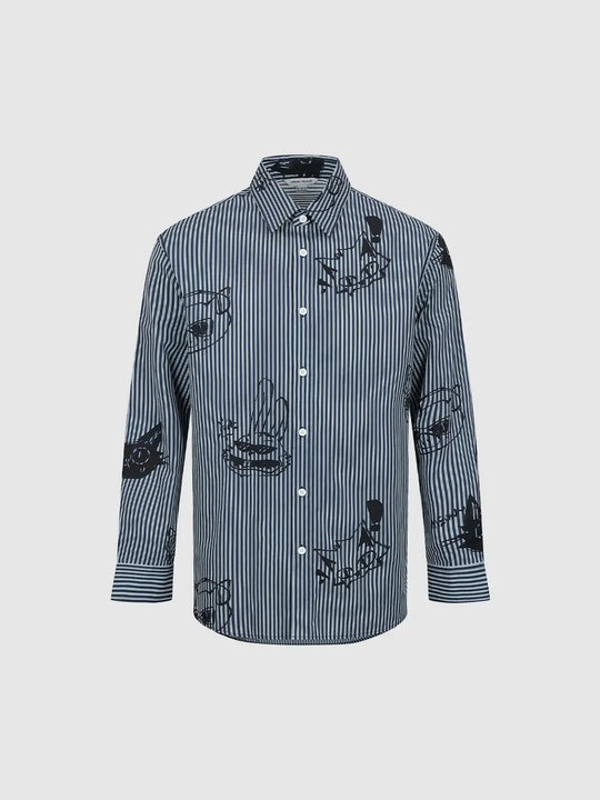 Cotton Pinstripe Weave Subtle Texture Printed Shirts