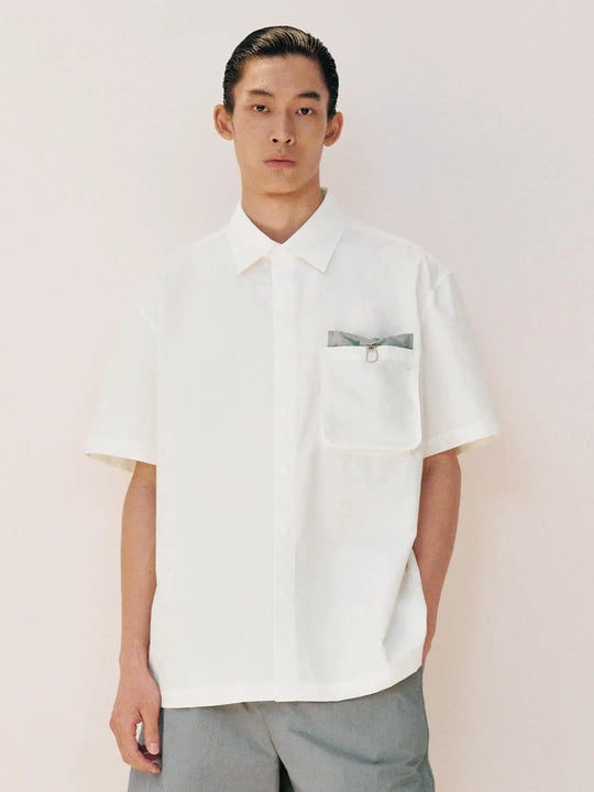 Boxy White Pocket With Metal D-Ring Shirt
