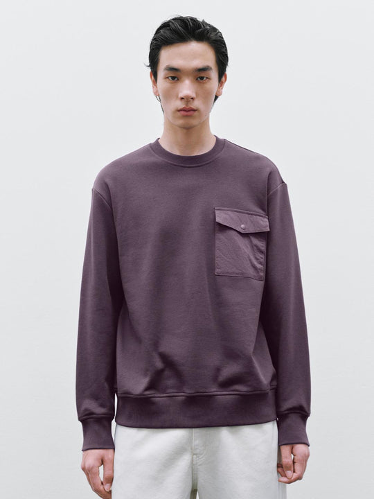 Flap Pockets Crew Neck Sweatshirts