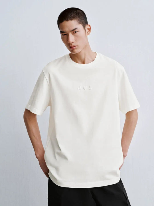 Cotton Jersey Minimal Embossed Logo Crew Neck Tee
