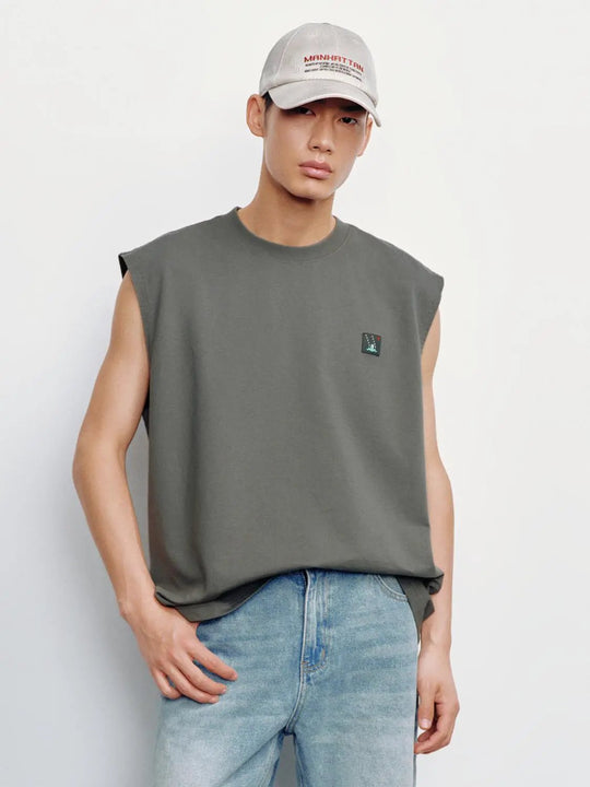 Cotton Embroidered Patch Tank Tops